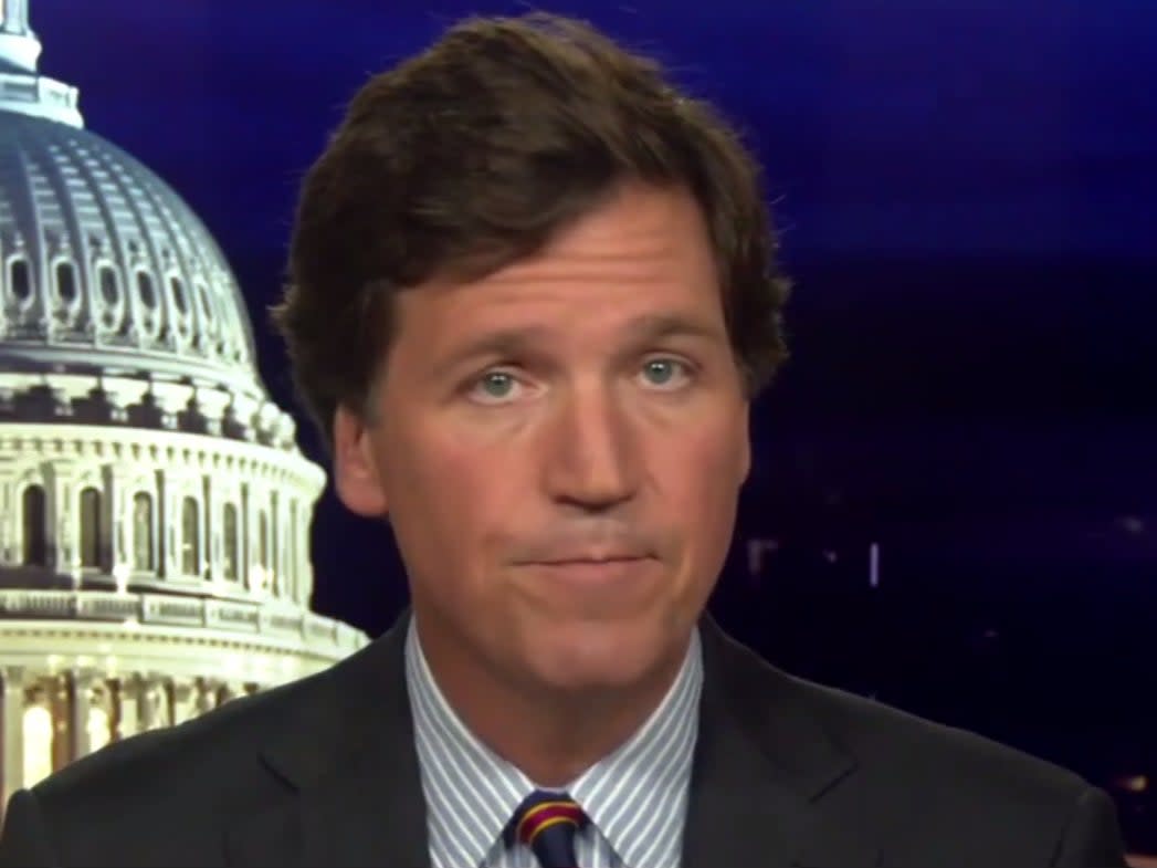 <p>Tucker Carlson is pictured on his Fox News show on 16 September, 2020. </p><p> </p> ((Fox News))