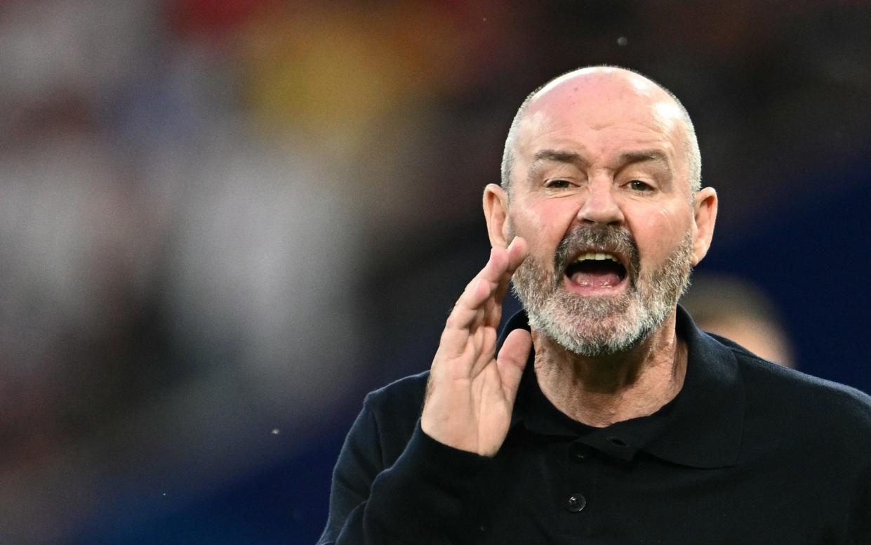 Scotland's head coach Steve Clarke gestures during the UEFA Euro 2024 Group A football match