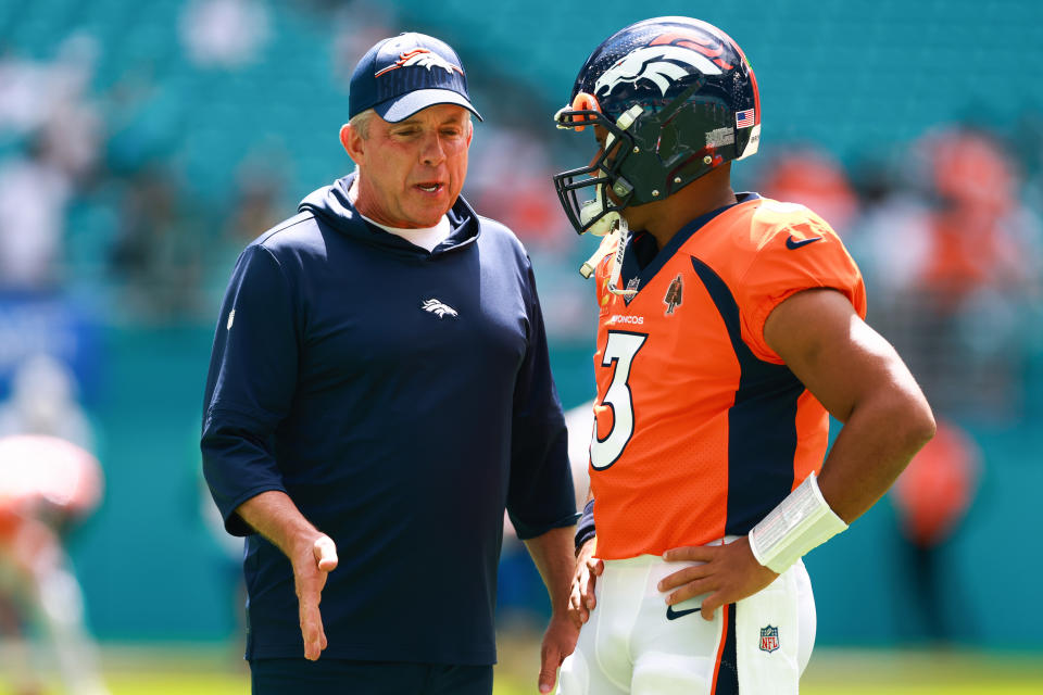 The Denver Broncos made aggressive moves to trade for head coach Sean Payton and quarterback Russell Wilson, yet the team is off to a disastrous start this season. (Photo by Megan Briggs/Getty Images)