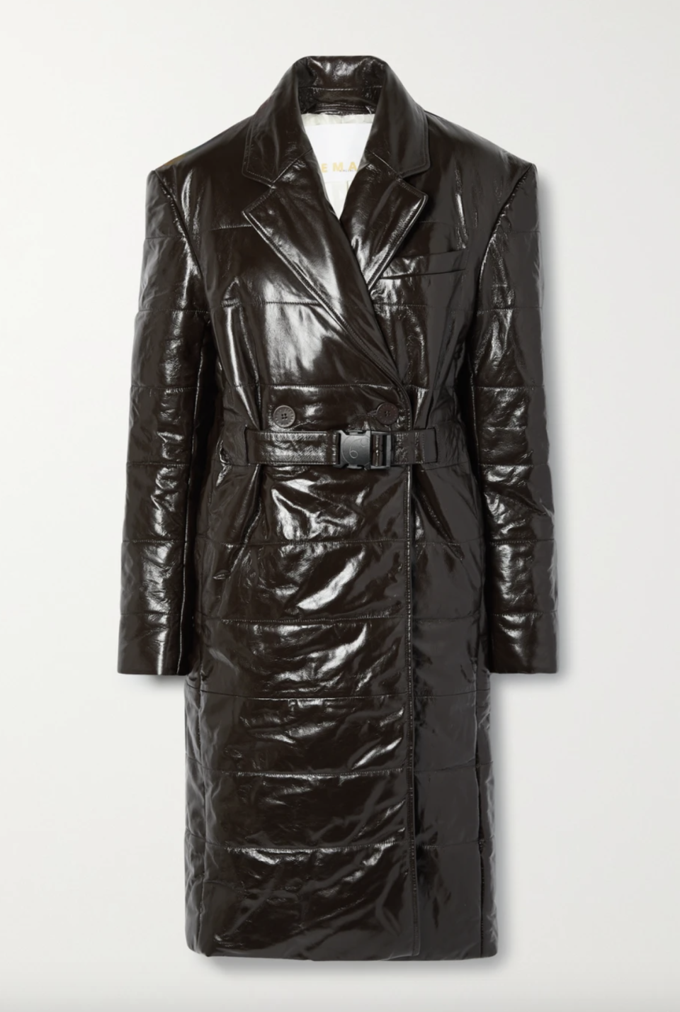 Gia Double-Breasted Leather Coat