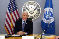 Vice President Mike Pence speaks during a briefing about the upcoming presidential inauguration of President-elect Joe Biden and Vice President-elect Kamala Harris, at FEMA headquarters, Thursday, Jan. 14, 2021, in Washington. (AP Photo/Alex Brandon, Pool)