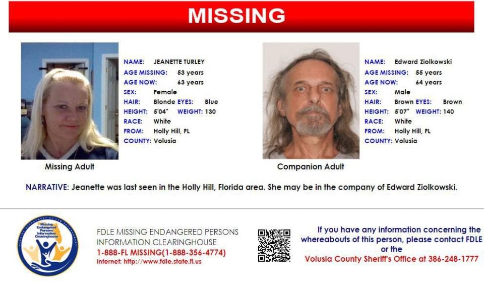 Jeanette Turley was last seen in Holly Hill on July 20, 2013.