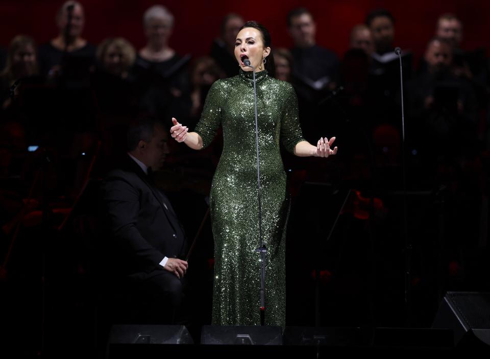 Isabel Leonard, mezzo-soprano, sings at the Andrea Bocelli concert at Vivint Arena in Salt Lake City on Wednesday, May 17, 2023. | Scott G Winterton, Deseret News