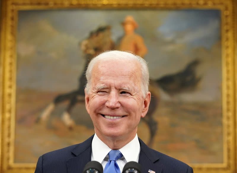 Biden speaks about the Colonial Pipeline shutdown at the White House in Washington