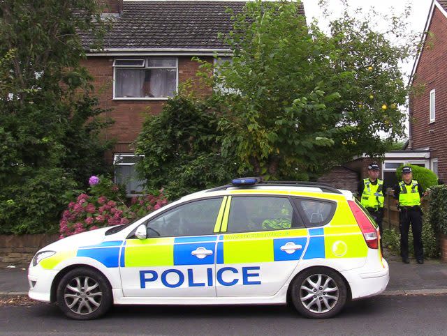 Police in Warrington at the scene of a counter-terrorism raid  by officers investigating National Action