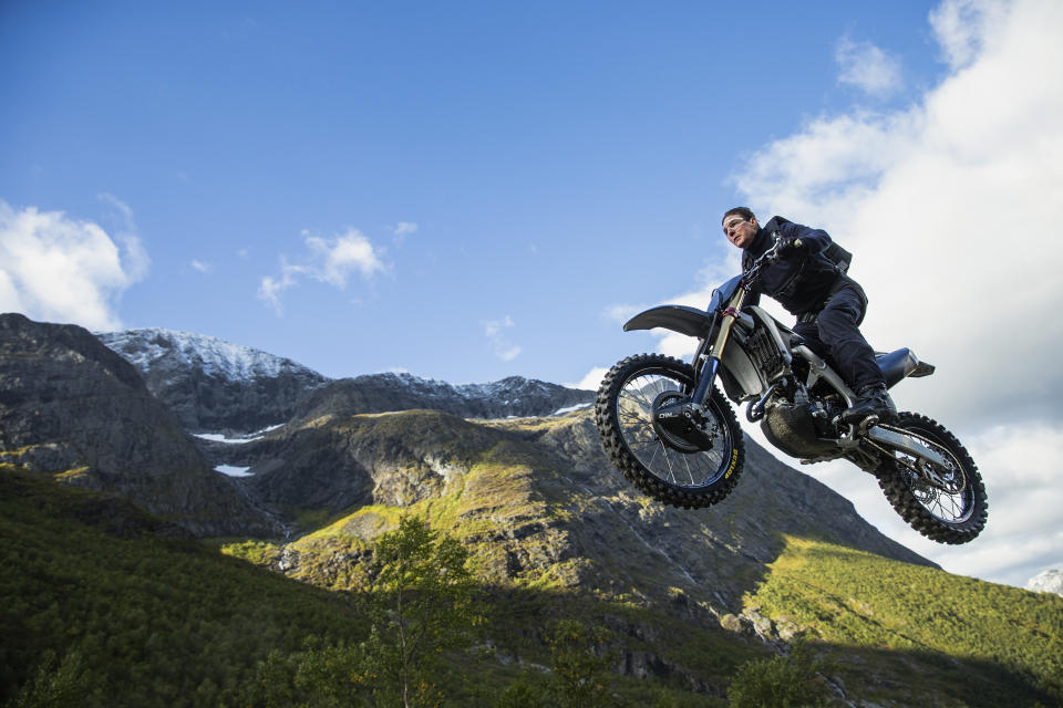 This image released by Paramount Pictures shows Tom Cruise in a scene from "Mission: Impossible - Dead Reckoning, Part One." (Paramount Pictures via AP)