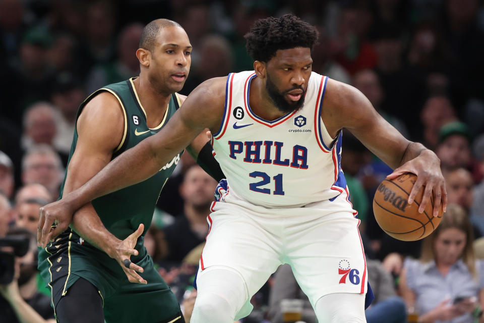 Joel Embiid led the 76ers to a Game 5 win on the road. (Maddie Meyer/Getty Images)