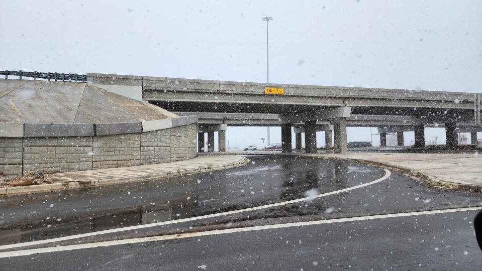 Hollywood Road sees its first snowfall of this season in Amarillo Saturday morning.