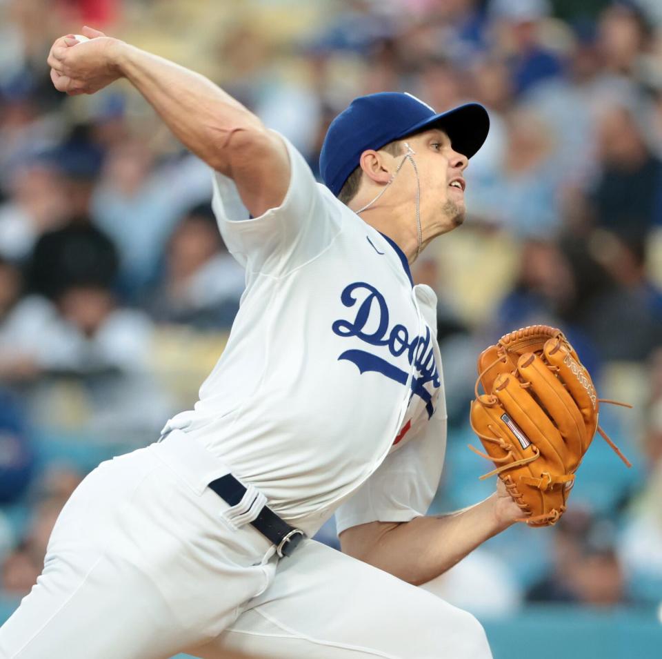 Dodgers pitcher Gavin Stone plays the Braves in Friday's first inning.