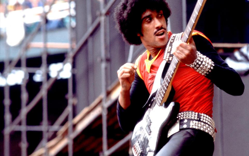 "With his big afro and stylish swagger, the pervading image of Lynott is as a piratical bassist and singer" - Archive Photos