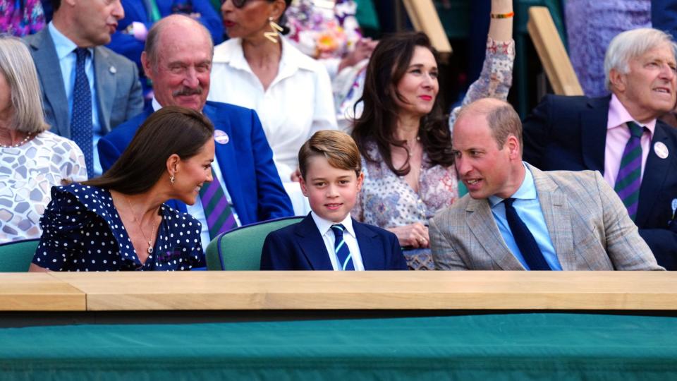 Mandatory Credit: Photo by Javier Garcia/Shutterstock (13018062u) Prince William, Catherine Duchess of Cambridge and Prince George in the Royal Box on Centre Court Wimbledon Tennis Championships, Day 14, The All England Lawn Tennis and Croquet Club, London, UK - 10 Jul 2022