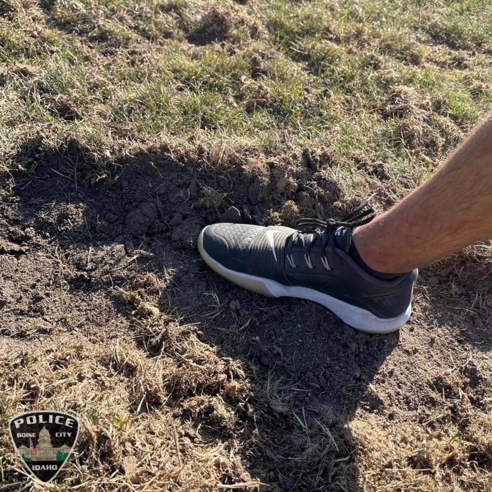 Damage to Capital High’s football field last fall included some deep tears and divots. The Eagles could not use their field for the rest of the season. Boise Police Department