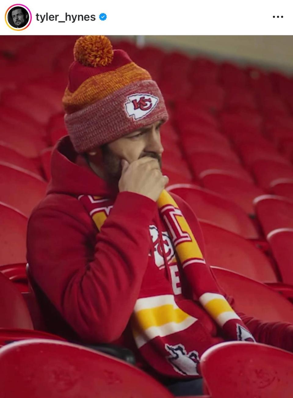 Hallmark Channel actor Tyler Hynes posted an emotional video in aftermath of mass shooting at Chiefs Super Bowl rally where fan was killed.