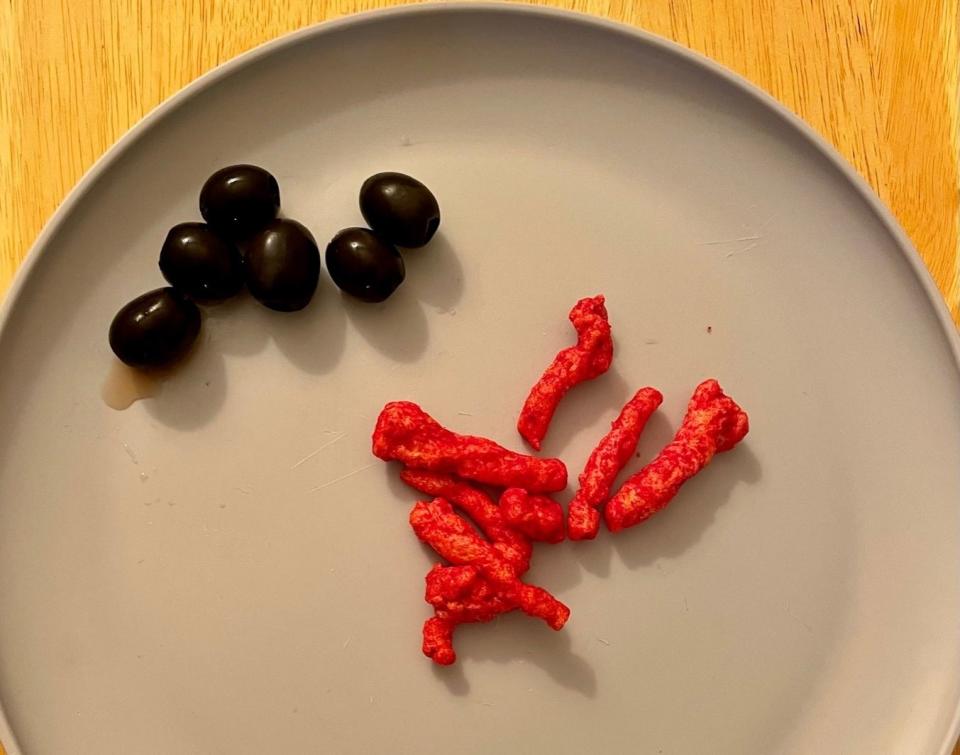 Olives and Flamin' Hot Cheetos