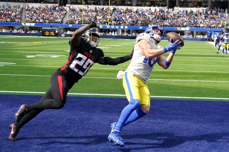 Cooper Kupp (R) is the No. 7 player in my season-long fantasy football wide receiver rankings. File Photo by Jon SooHoo/UPI