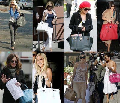 Celebs love their Hermes Birkin bags, but they start at $5,000 and have massive waiting lists. Photo via celebs-style.blogspot.com