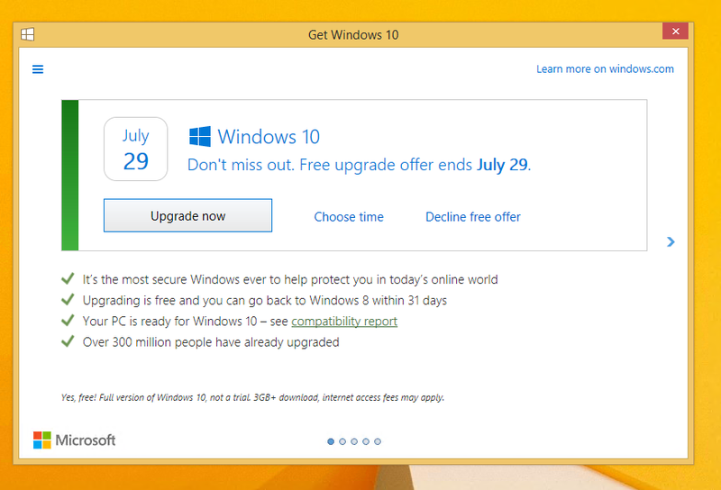 Windows 10 New Upgrade Notification