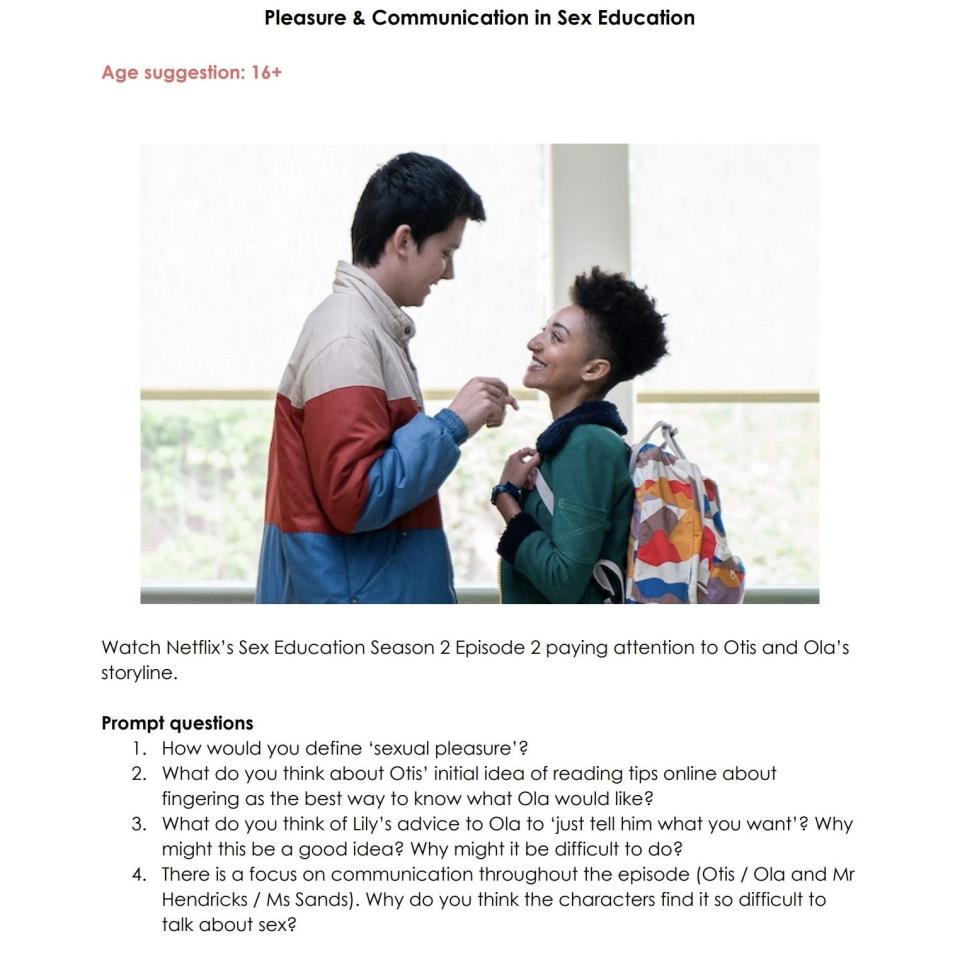 Lesson slide given to students released by the School of Sexuality Education