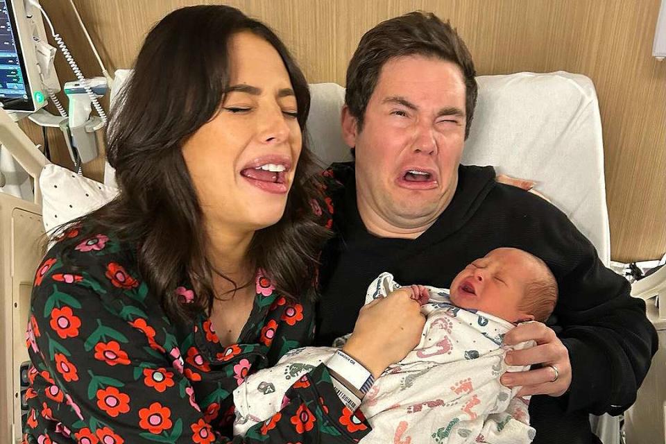 <p>Adam DeVine/Instagram</p> Adam Devine, Chloe Bridges and their new baby