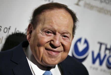 Las Vegas gaming tycoon Sheldon Adelson attends the second Annual Champions of Jewish Values International Awards Gala in New York, May 18, 2014. REUTERS/Mike Segar