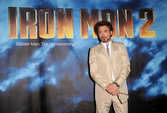 LOS ANGELES, CA - APRIL 23:  Actor Robert Downey Jr. poses during Paramount Pictures & Marvel Entertainment's "Iron Man 2" photo call held at the Four Seasons Hotel on April 23, 2010 in Los Angeles, California.  (Photo by Jason Merritt/Getty Images)