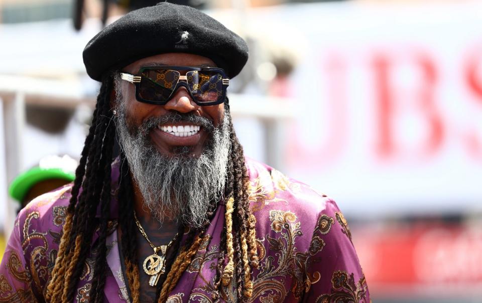 Chris Gayle walking through the Monaco paddock