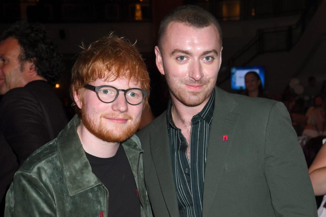 LONDON, ENGLAND - JULY 05: Ed Sheeran and Sam Smith attend the Nordoff Robbins O2 Silver Clef Awards 2019 at Grosvenor House on July 05, 2019 in London, England. (Photo by Dave J Hogan/Getty Images)