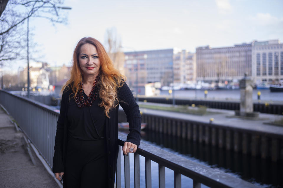 Sabine Thonke poses for a photo in Berlin, Germany, Thursday, March 5, 2024. When Thonke joined a recent demonstration in Berlin against Germany's far-right party, it was the first time in years she felt hopeful that the growing power of the extremists in her country could be stopped. (AP Photo/Markus Schreiber)