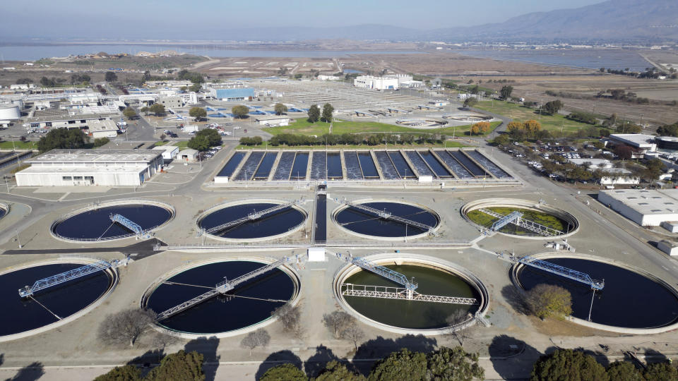 The San Jose-Santa Clara Regional wastewater facility is seen, Wednesday, Dec. 13, 2023, in San Jose, Calif. Sewage water is treated at the site before it is discharged into San Francisco Bay. California regulators are preparing to vote on new rules for turning recycled wastewater into drinking water. (AP Photo/Terry Chea)