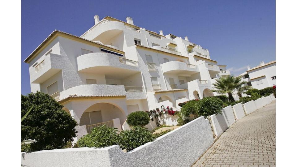 General view shows the apartment hotel building where Madelaine McCann disappeared in Praia da Luz