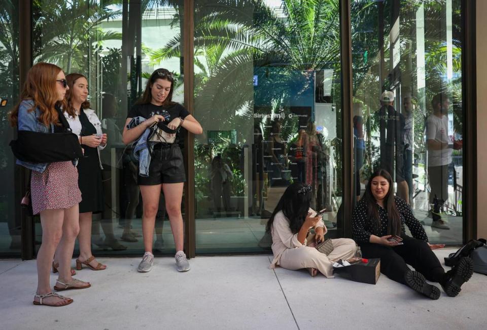 Fans wait outside for the Jonas Brothers live performance at SiriusXM’s new studio during opening week of their new studio on Friday, May 5, 2023, in Miami Beach. One fan even came all the way from New Jersey, without tickets, and made it in.