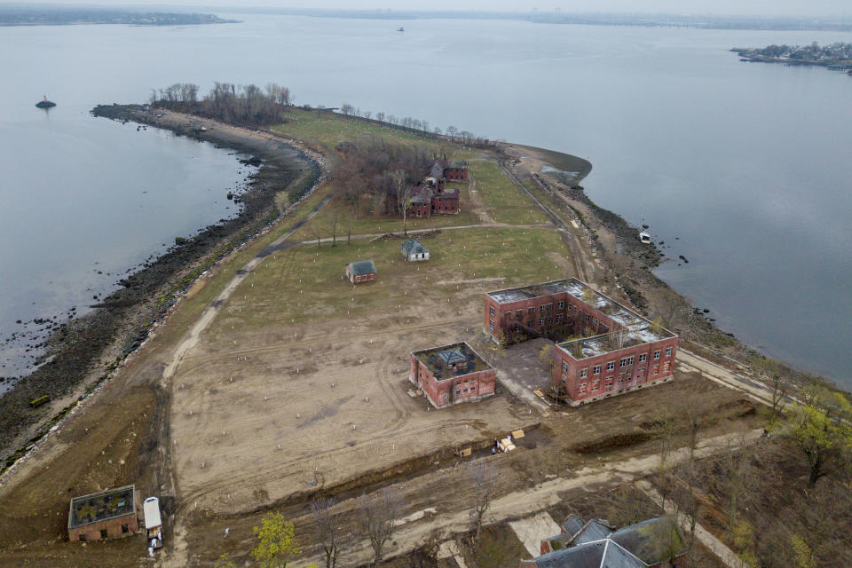 Drone pictures show bodies being buried on New York's Hart Island where the department of corrections is dealing with more burials overall, amid the coronavirus disease (COVID-19) outbreak in New York City.