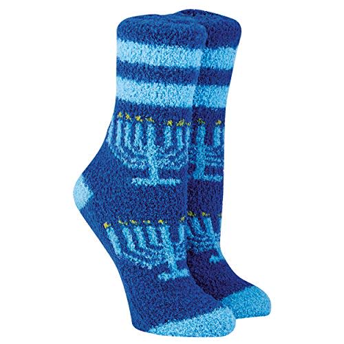 Rite Lite Chanukah Cozy Slipper Socks, Menroah Design Textile, 4.00x1.50x8.50x, Multi