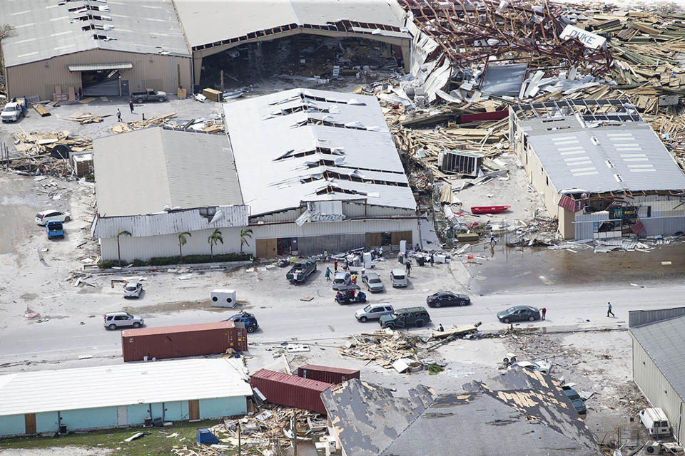 Destruction from Hurricane Dorian at Marsh Harbour in Great Abaco Island, Bahamas on Wednesday, Sept. 4, 2019. (Al Diaz/Miami Herald via AP)