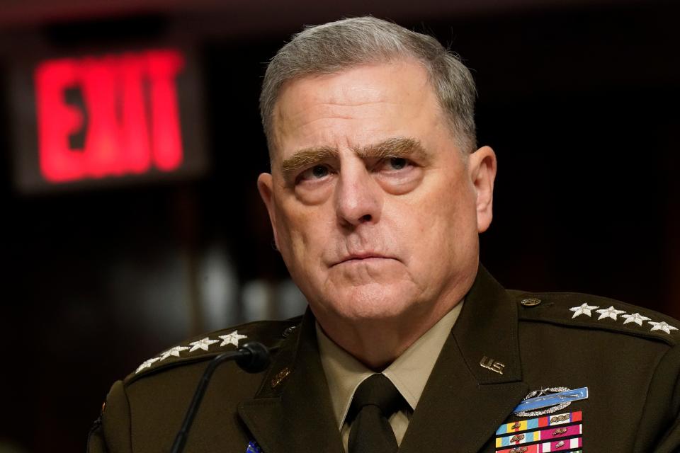 Chairman of the Joint Chiefs of Staff Mark Milley testifies on Capitol Hill on Sept. 28, 2021.