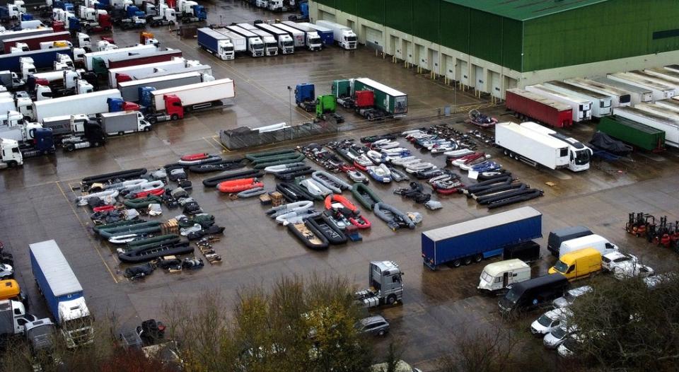 Boats are stored at a facility near Dover in Kent (Gareth Fuller/PA) (PA Wire)