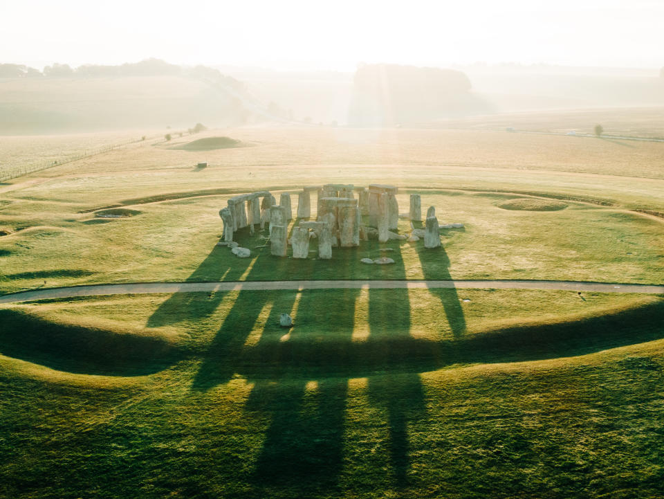 An aerial view of Stonehenge on a beautiful morning (Getty Images)