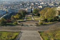 An aerial view of deserted Paris during coronavirus disease outbreak