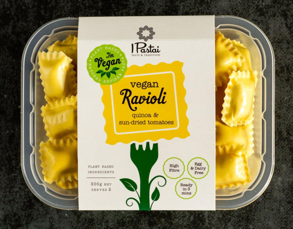 Sarah Crawley discovered the foreign material while eating vegan I Pastai ravioli like this packet she bought from her local Woolworths supermarket. Source: I Pastai