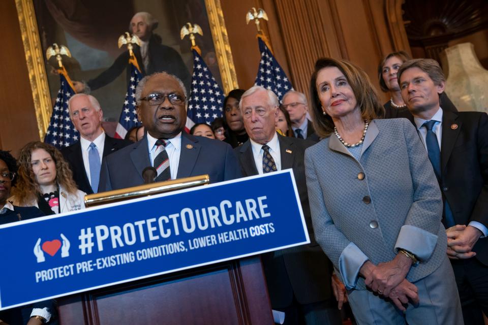 Majority Whip James E. Clyburn and House Speaker Nancy Pelosi at the Capitol in Washingtonon March 26, 2019.