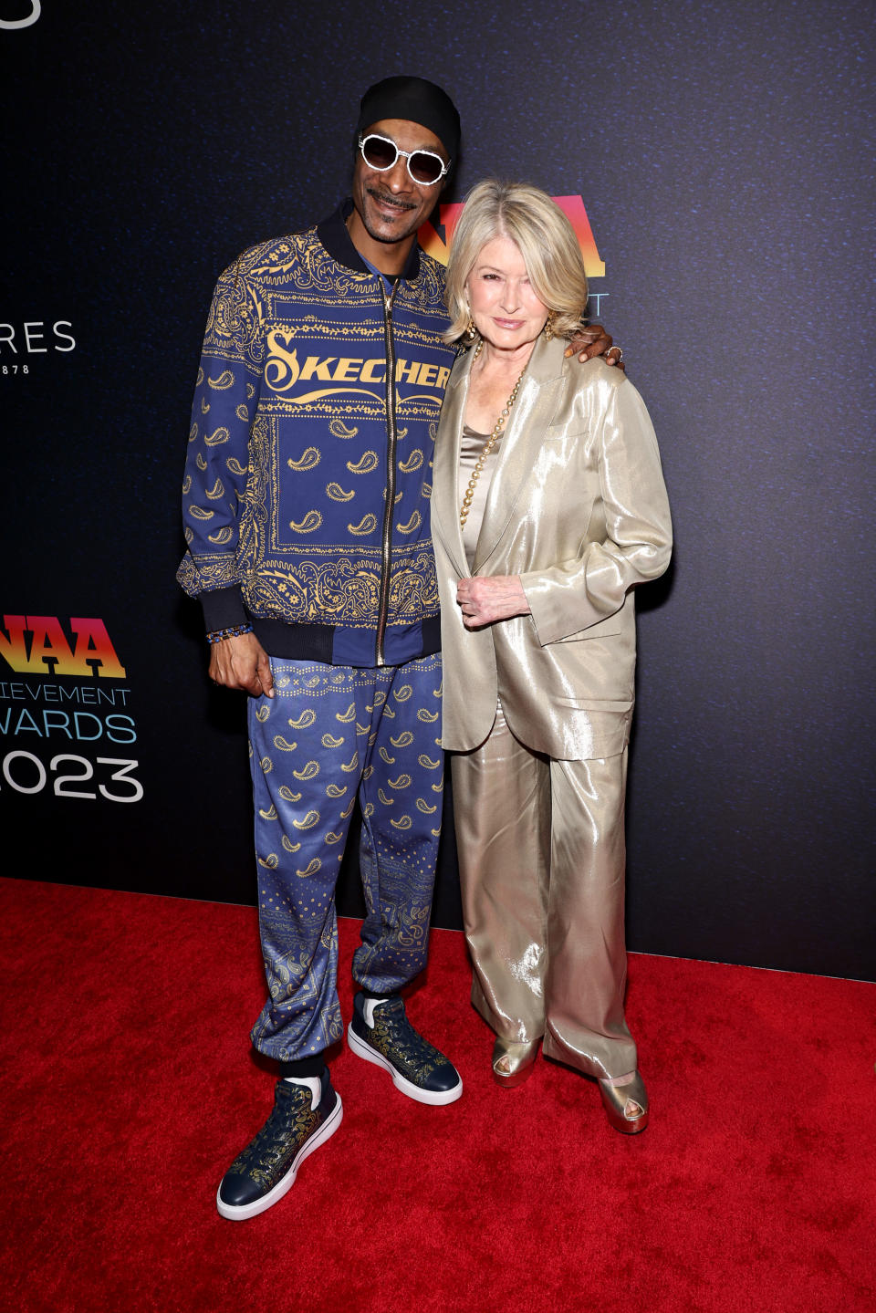 NEW YORK, NEW YORK - NOVEMBER 29: (L-R) Snoop Dogg and Martha Stewart attend the 2023 Footwear News Achievement Awards at Cipriani South Street on November 29, 2023 in New York City. (Photo by Jamie McCarthy/Footwear News via Getty Images)