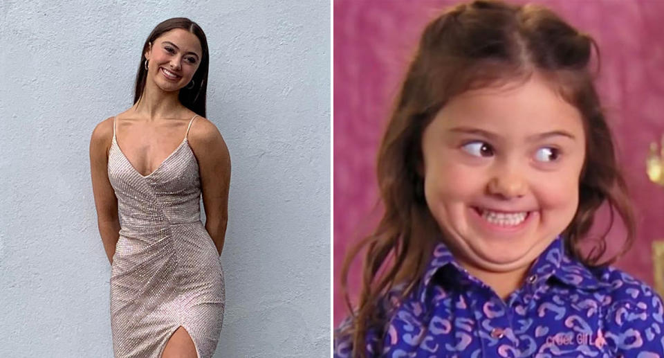 Pictured is Kailia Posey at age 16 on the left and her on Toddlers in Tiaras on the right.