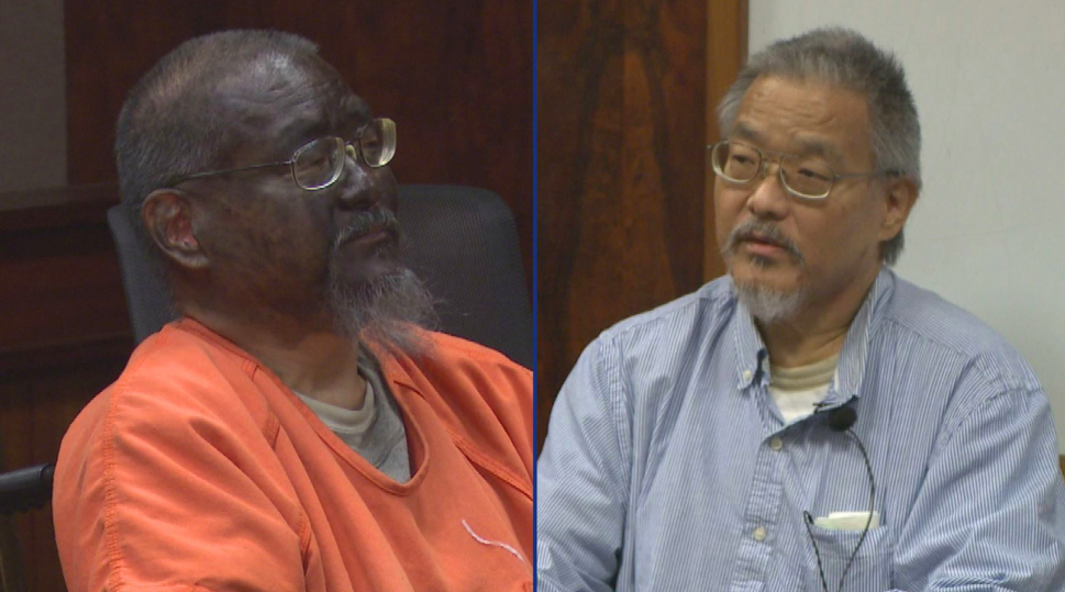 Mark Char, who was convicted in connection with a 2016 road rage incident in Hawaii, is seen in court on Monday wearnig blackface (left) and in a makeup-free photo taken this year (right). Char is not black. (Photo: Courtesy of Twitter/Hawaii News Now)