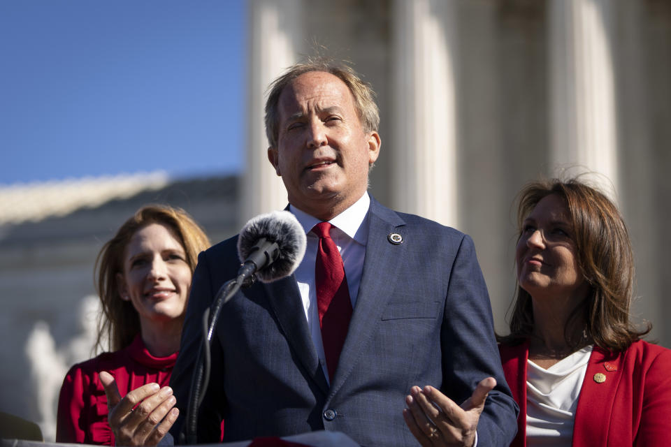 Texas Attorney General Ken Paxton outside the U.S. Supreme Court building.