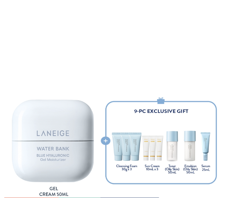 Laneige Water Bank Blue Hyaluronic Gel Cream 50ml Trial Set. (PHOTO: Shopee)