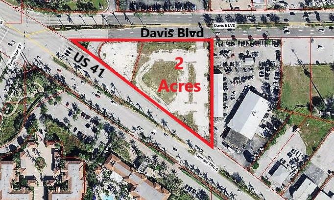 Aerial view of the mini-triangle site at Tamiami Trail and Davis Boulevard.