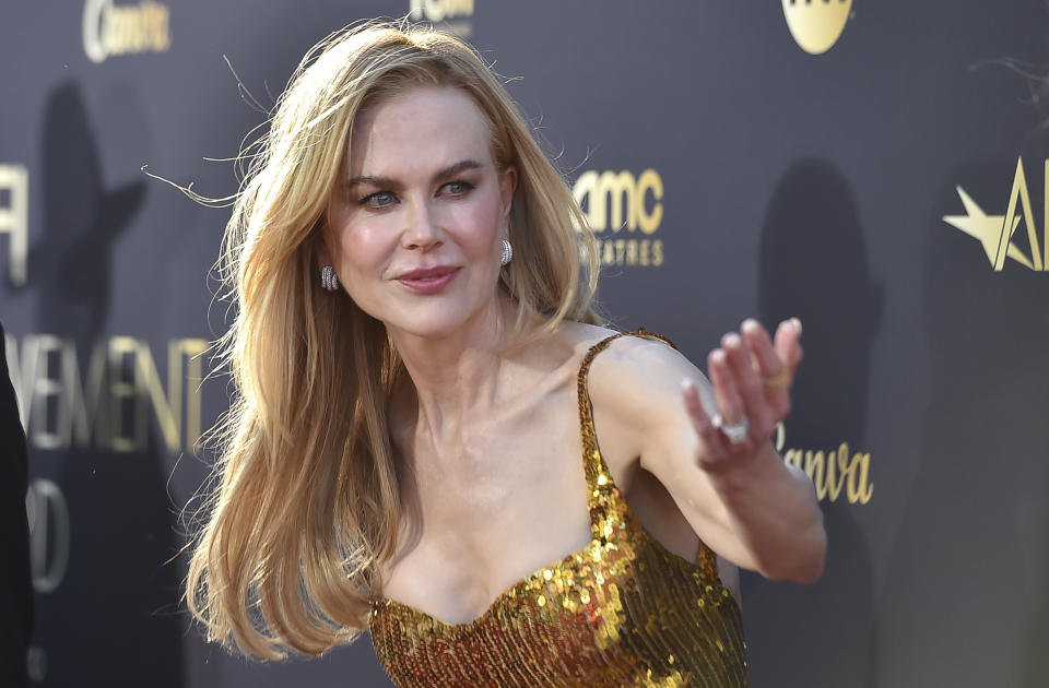Nicole Kidman arrives at the 49th AFI Life Achievement Award honoring her on Saturday, April 27, 2024, at the Dolby Theatre in Los Angeles. (Photo by Jordan Strauss/Invision/AP)