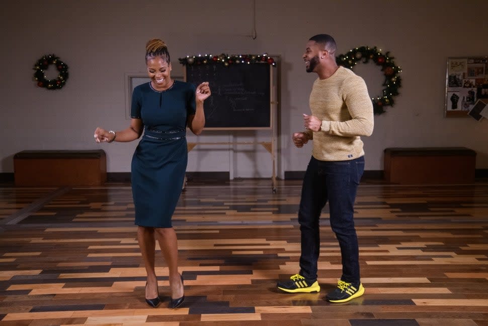 Eva Marcille and Devale Ellis in 'A Christmas Fumble'