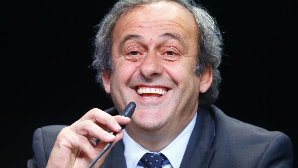 UEFA President Michel Platini addresses a news conference after a UEFA meeting in Zurich, Switzerland, May 28, 2015