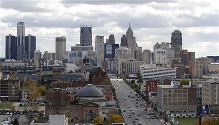 The skyline of Detroit is seen looking south from the midtown area in Detroit, Michigan October 23, 2013. REUTERS/Rebecca Cook